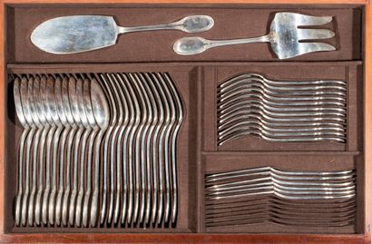 A 950°/°° silver household set, decorated...