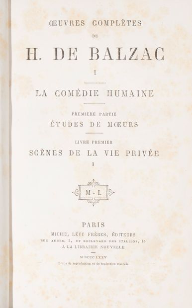 Honoré de BALZAC (1799-1850). Œuvres complètes....