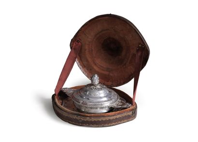 Silver bowl, cover and display stand in a...