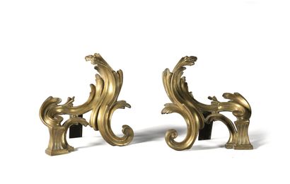 Paire de chenets en bronze doré de forme...