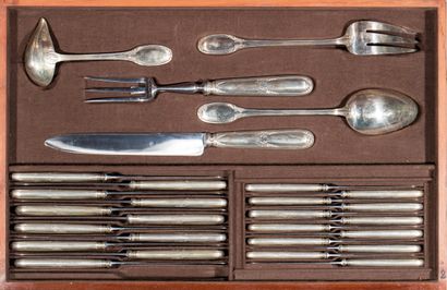 A 950°/°° silver household set, decorated...