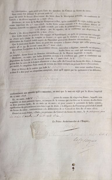 Dotation de biens en Westphalie.
Procès Verbal...