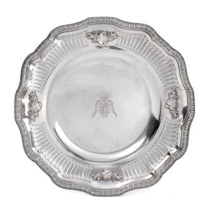 Silver bowl, cover and display stand in a...
