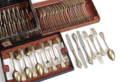 Vermeil set with foliage decoration including...