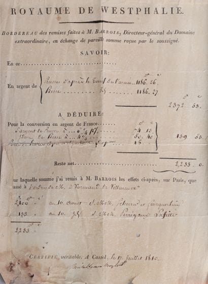 Dotation de biens en Westphalie.
Procès Verbal...