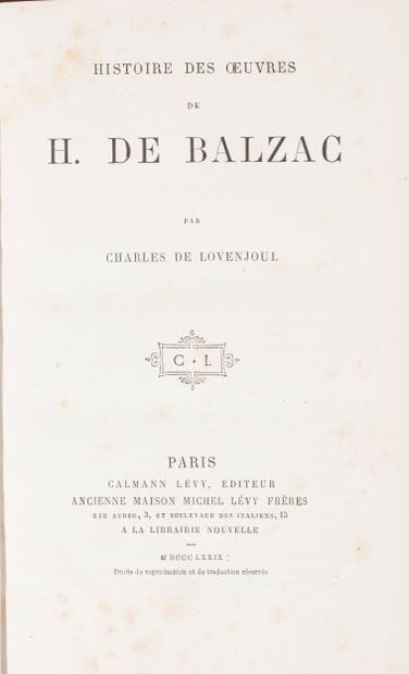 Honoré de BALZAC (1799-1850). Œuvres complètes....