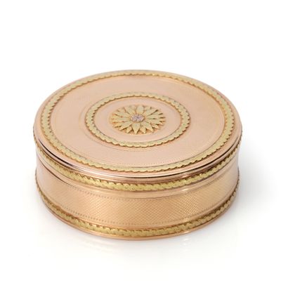 Bonbonnière or covered round box in yellow...