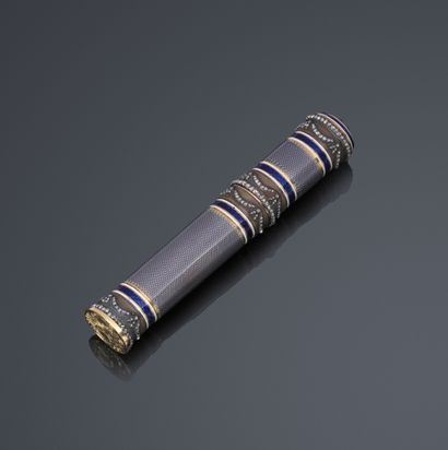 Wax case in yellow gold 750°/°° enameled...