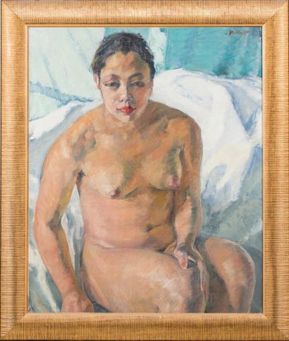 Eugène PILOT (1905-?).
Nu féminin assis.
Huile...