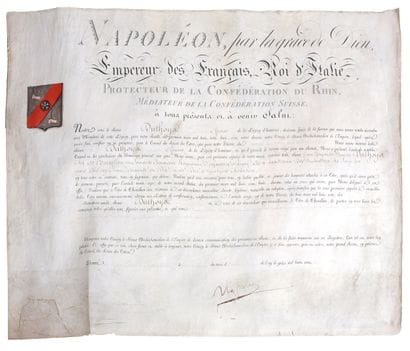 Diplôme de Chevalier du 1er Empire, signé...