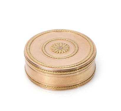 Bonbonnière or covered round box in yellow...
