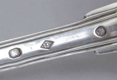 Stew spoon in 950°/°° silver, filet pattern....
