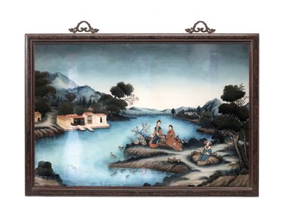 CHINE. Canton - XIXe siècle.
Paire de grandes...