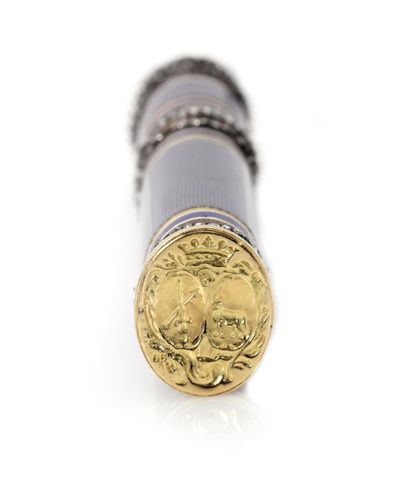 Wax case in yellow gold 750°/°° enameled...