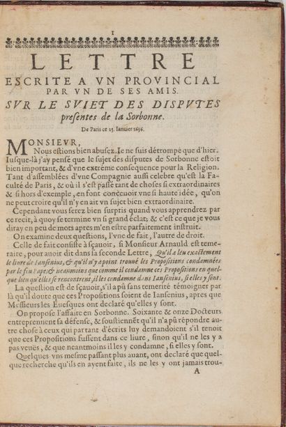 Blaise PASCAL (1623-1662).
Les Provinciales...