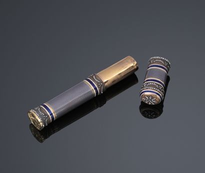 Wax case in yellow gold 750°/°° enameled...