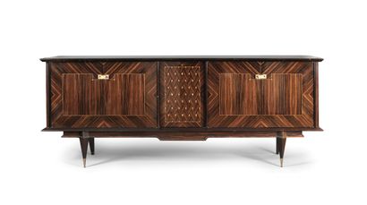 Longue enfilade en placage de macassar et...