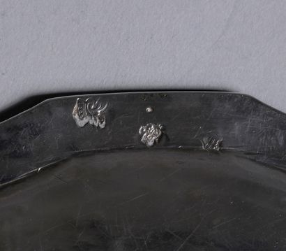 Silver bowl, cover and display stand in a...