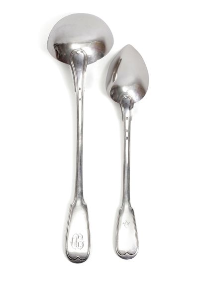Ladle in 950°/°° silver, filets pattern....