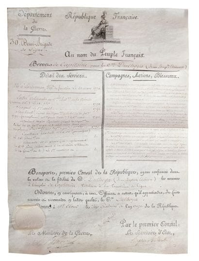 Brevet de Capitaine de la 30e Demi-Brigade...