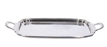 Rectangular silver plated metal tray with...
