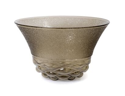 DAUM. France.
Large tinted glass bowl, decorated...