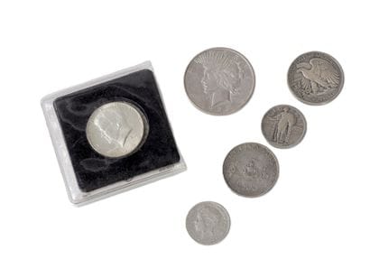 Set of foreign silver coins: 
1 Liberty dollar,...