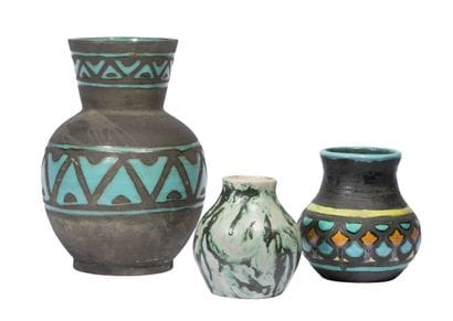 Set of three polychrome ceramic baluster...