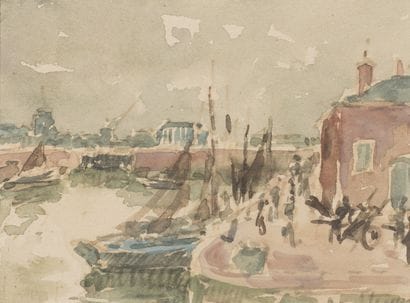Fernand HERBO (1905-1995).
Bord de mer.
Aquarelle,...