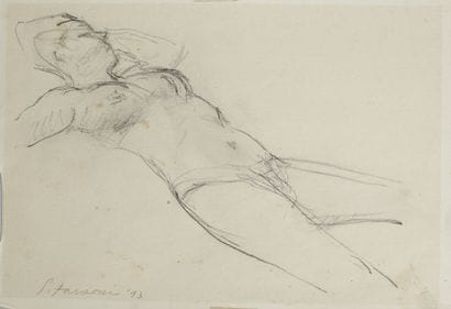 Enzo FARAONI (1920–2017).
Reclining Nude.
Charcoal...