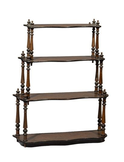 A tiered wall shelf made of natural wood,...
