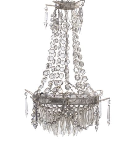Circular basket-style chandelier entirely...