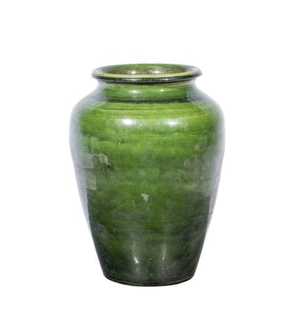Green-glazed ceramic baluster vase.
Height:...