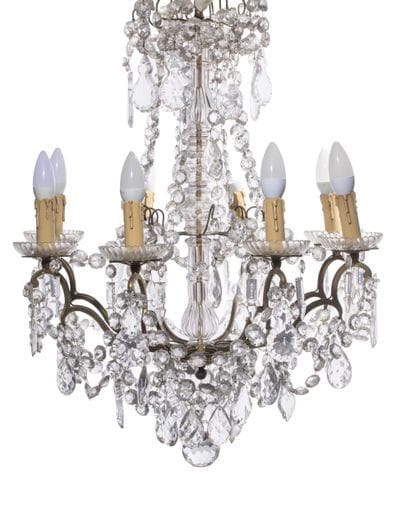 Eight-light chandelier with a gilded bronze...