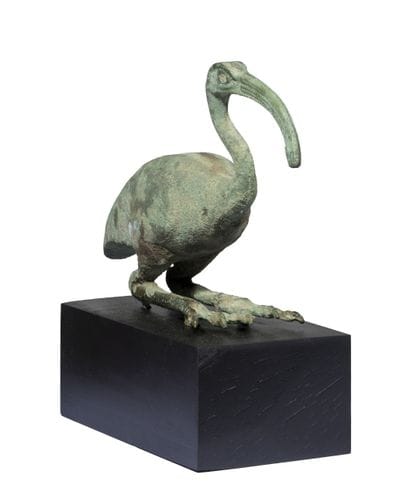 Statuette de Thot Ibis en bronze à patine...
