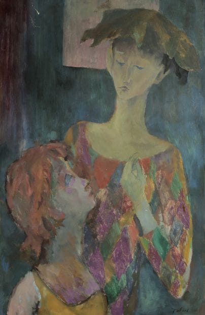 Jean TABAUD (1914-1996).
Arlequin et enfant.
Huile...
