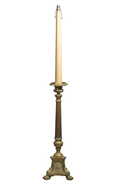 Large electrified candlestick in bronze or...
