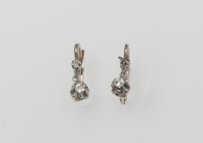 Pair of 750°/°° yellow gold and silver hoop...