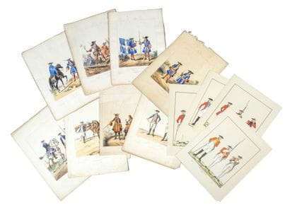 Ensemble de gravures en couleurs et de gravures...