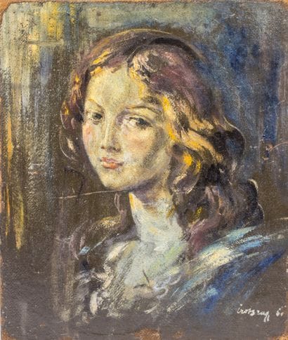 4 tableaux.
École Moderne. Portrait de femme....