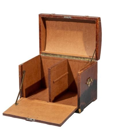 Rectangular travel trunk with a domed lid,...