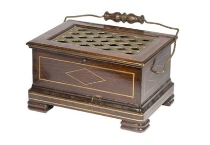 Travel or church handwarmer made of mahogany...