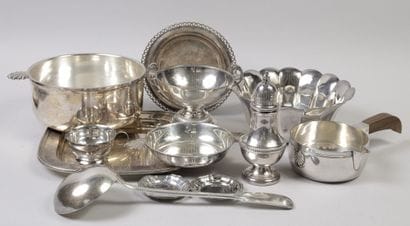 Set of silver plated metal pieces including:...