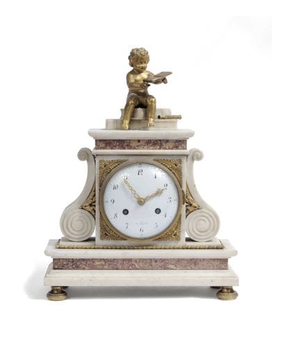 White marble, red marble and gilt bronze...