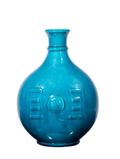 Large gourd-shaped vase made of turquoise-blue...