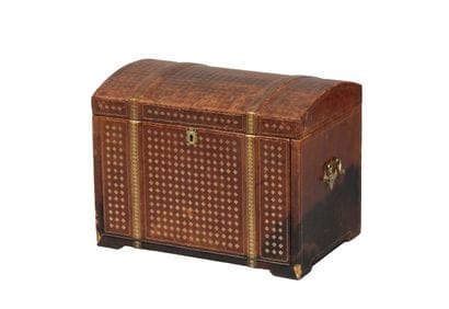 Rectangular travel trunk with a domed lid,...