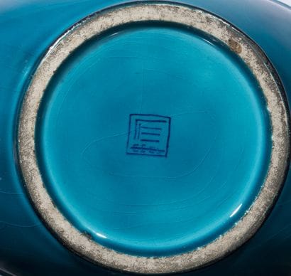 Large gourd-shaped vase made of turquoise-blue...