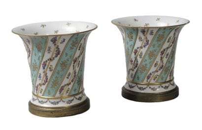 SÈVRES. 
Pair of cylindrical porcelain vases...