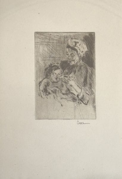 Maximilien LUCE (1858–1941).
Mother and Child.
Drypoint,...