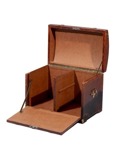 Rectangular travel trunk with a domed lid,...